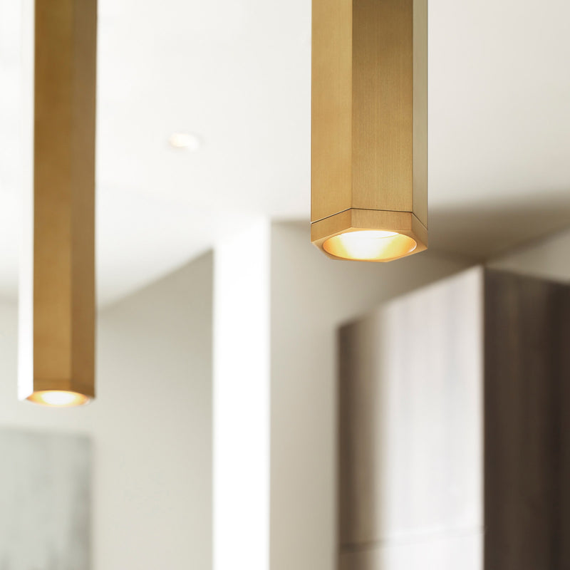 Blok Monopoint Pendant Light Aged Brass Medium By CDL Detailed View