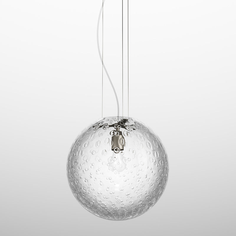 Bolle Pendant Light by Vistosi, Size: Large, Color: Crystal Bubbles, Satin Nickel, , | Casa Di Luce Lighting