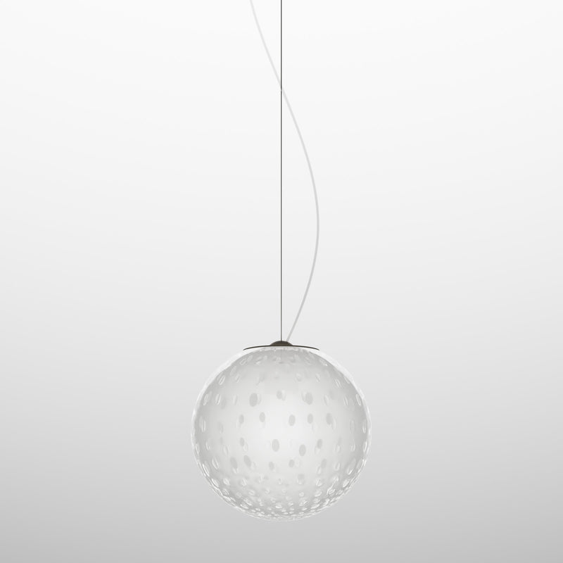 Bolle Pendant Light by Vistosi, Size: Medium, Color: White Bubbles, Satin Nickel, , | Casa Di Luce Lighting