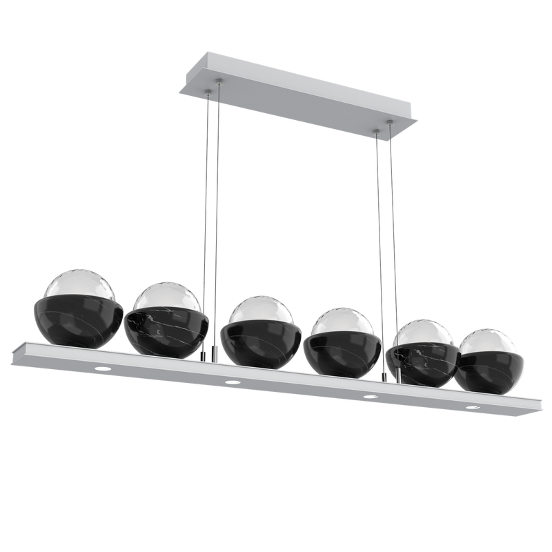 Cabochon Linear Chandelier 6 Lights Classic Silver Black Marble By Hammerton