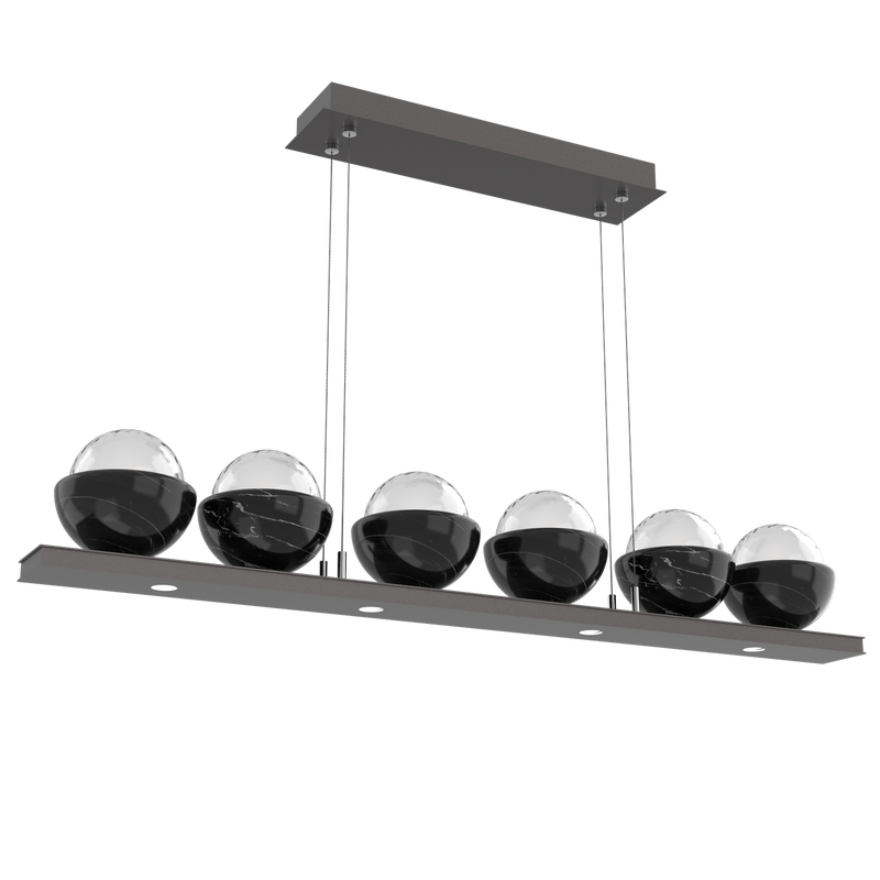 Cabochon Linear Chandelier 6 Lights Graphite Black Marble By Hammerton