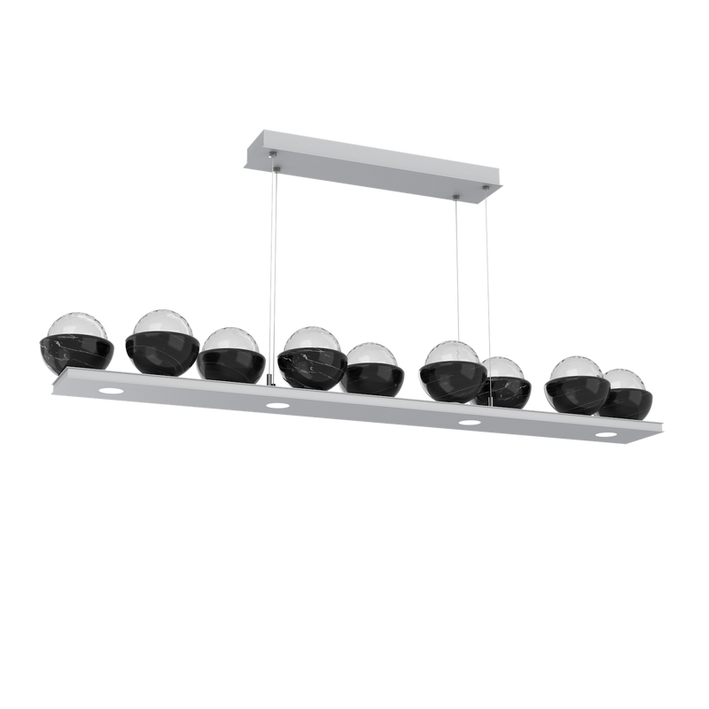 Cabochon Linear Chandelier 9 Lights Classic Silver Black Marble By Hammerton