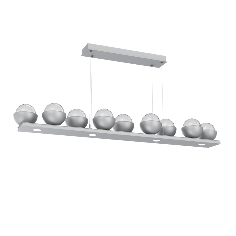 Cabochon Linear Chandelier 9 Lights Classic Silver Matching Finish By Hammerton
