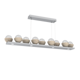 Cabochon Linear Chandelier 9 Lights Classic Silver Travertine By Hammerton
