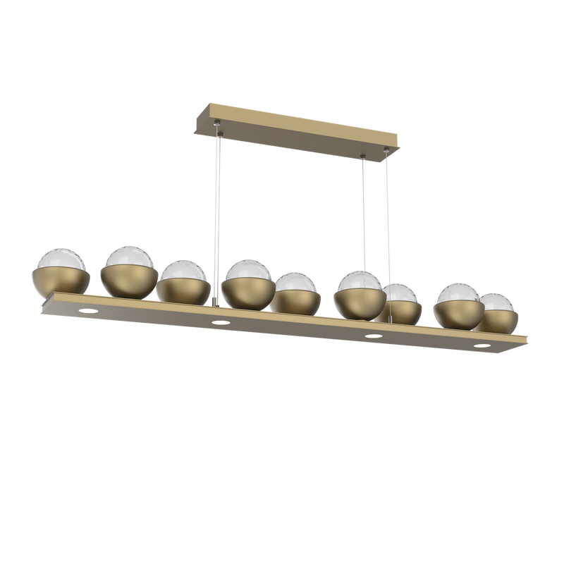 Cabochon Linear Chandelier 9 Lights Gilded Brass Matching Finish By Hammerton
