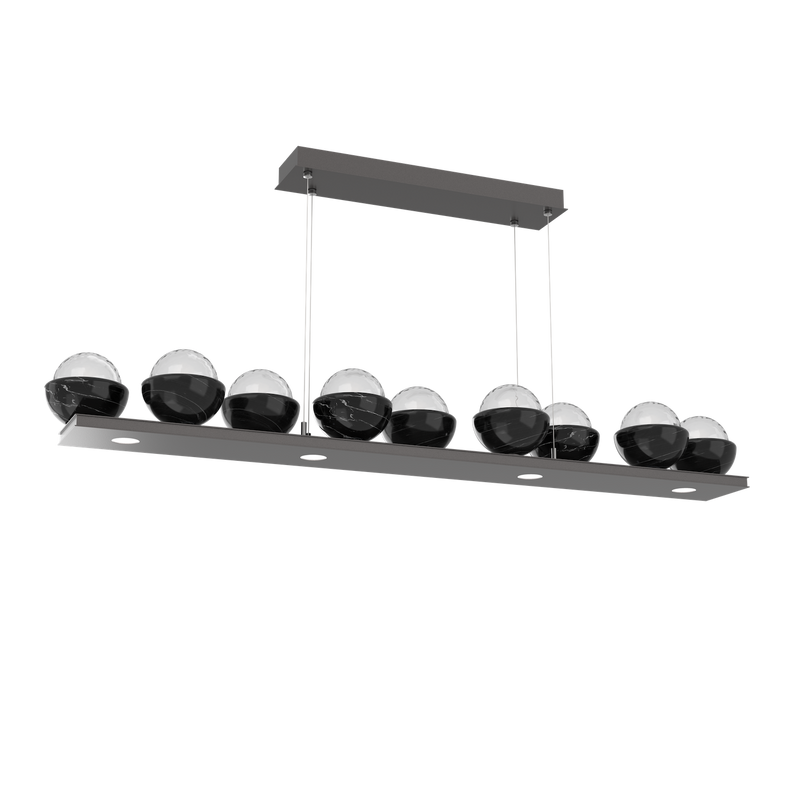 Cabochon Linear Chandelier 9 Lights Graphite Black Marble By Hammerton
