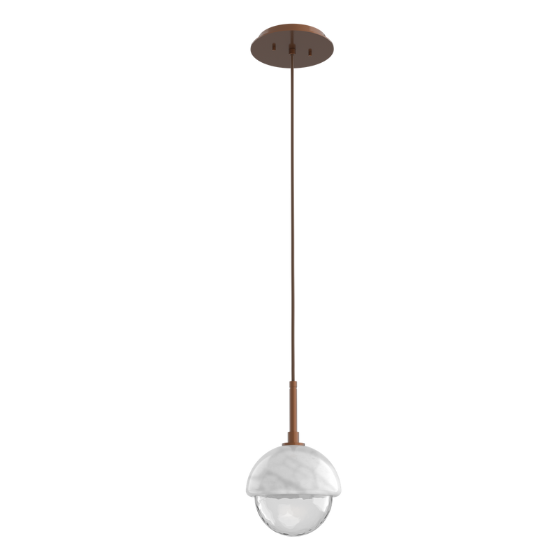 Cabochon Pendant Light Burnished Bronze White Marble By Hammerton