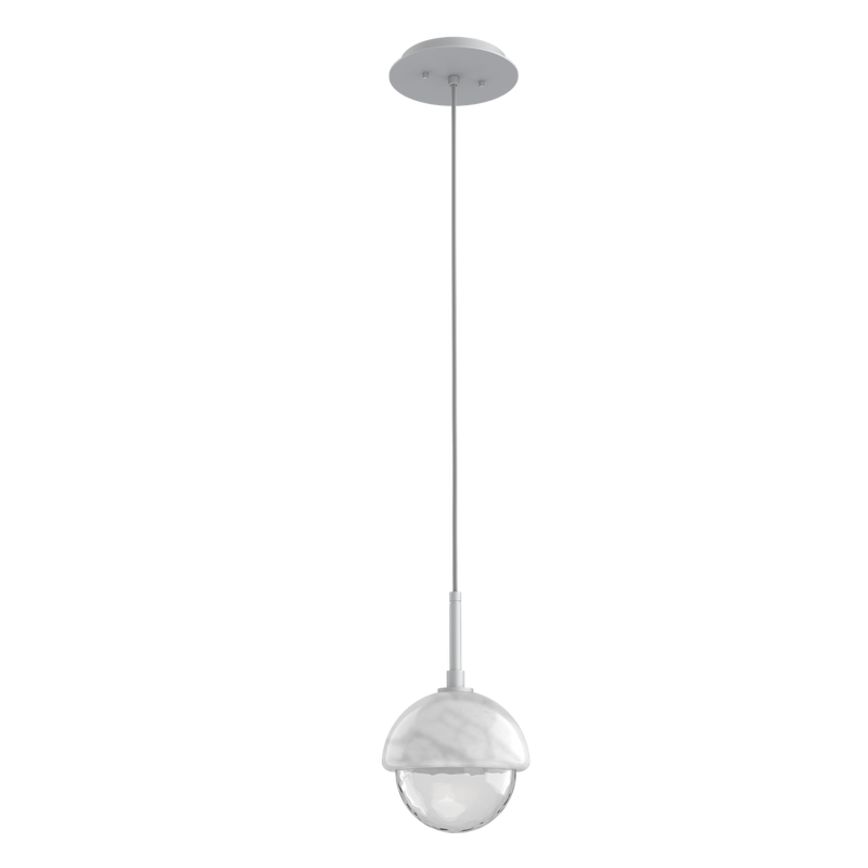 Cabochon Pendant Light Classic Silver White Marble By Hammerton