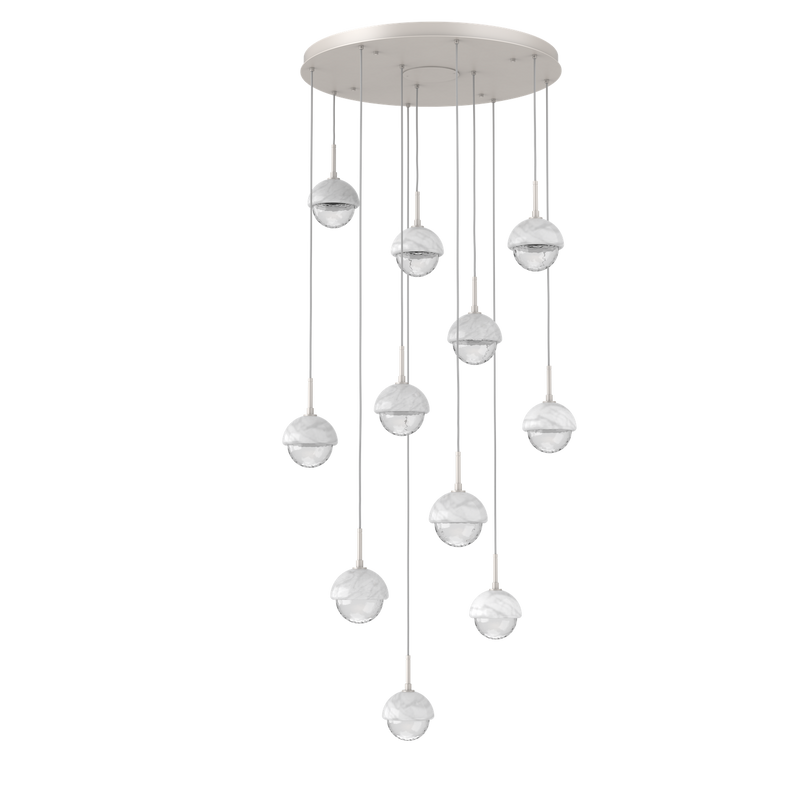 Cabochon Round Pendant Chandelier 11 Lights Beihe Silver White Marble By Hammerton