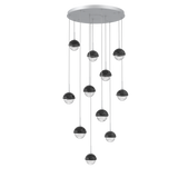Cabochon Round Pendant Chandelier 11 Lights Classic Silver Black Marble By Hammerton