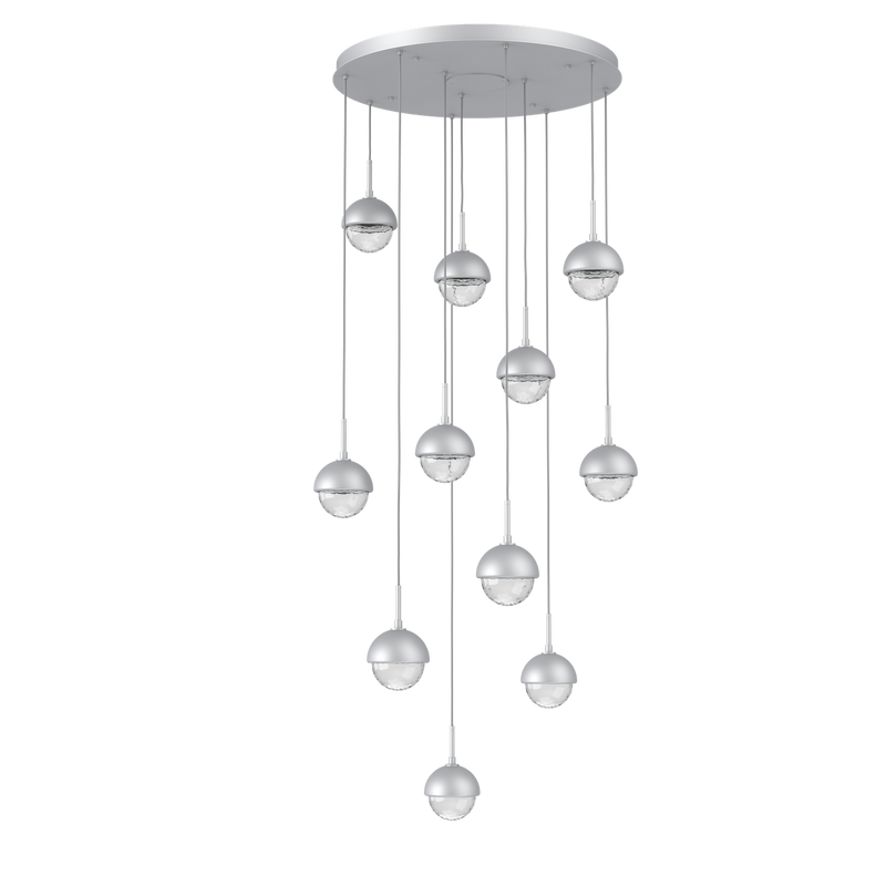 Cabochon Round Pendant Chandelier 11 Lights Classic Silver Matching Finish By Hammerton