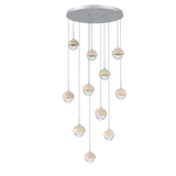 Cabochon Round Pendant Chandelier 11 Lights Classic Silver Travertine By Hammerton