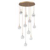 Cabochon Round Pendant Chandelier 11 Lights Novel Brass White Marble By Hammerton