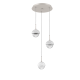 Cabochon Round Pendant Chandelier 3 Lights Beige Silver White Marble By Hammerton