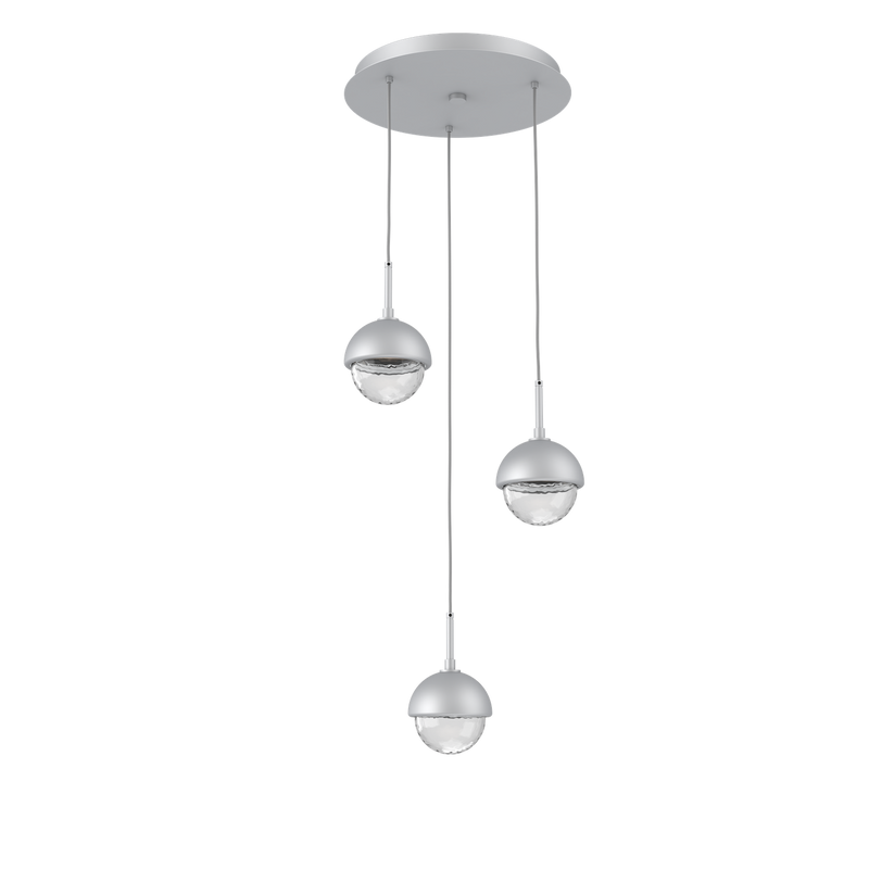 Cabochon Round Pendant Chandelier 3 Lights Classic Silver Matching Finish By Hammerton