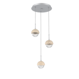 Cabochon Round Pendant Chandelier 3 Lights Classic Silver Travertine By Hammerton