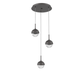 Cabochon Round Pendant Chandelier 3 Lights Graphite Matching Finish By Hammerton