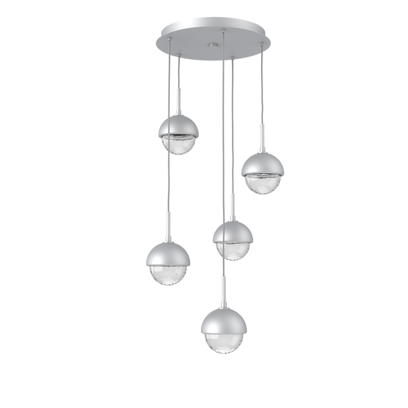 Cabochon Round Pendant Chandelier 5 Lights Classic Silver Matching Finish By Hammerton