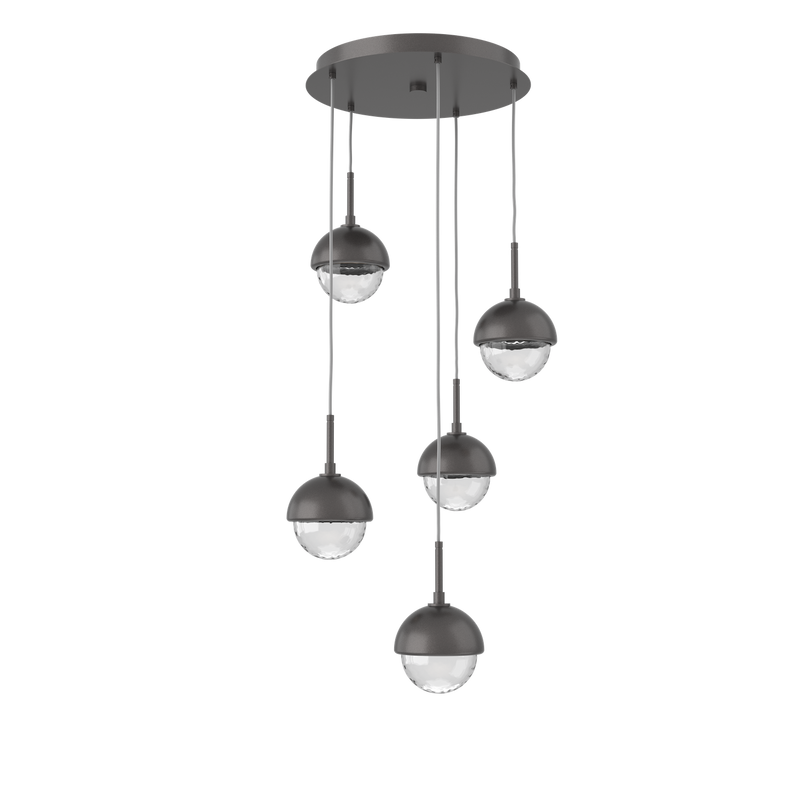 Cabochon Round Pendant Chandelier 5 Lights Graphite Matching Finish By Hammerton