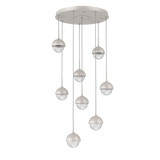 Cabochon Round Pendant Chandelier 8 Lights Beige Silver Matching Finish By Hammerton