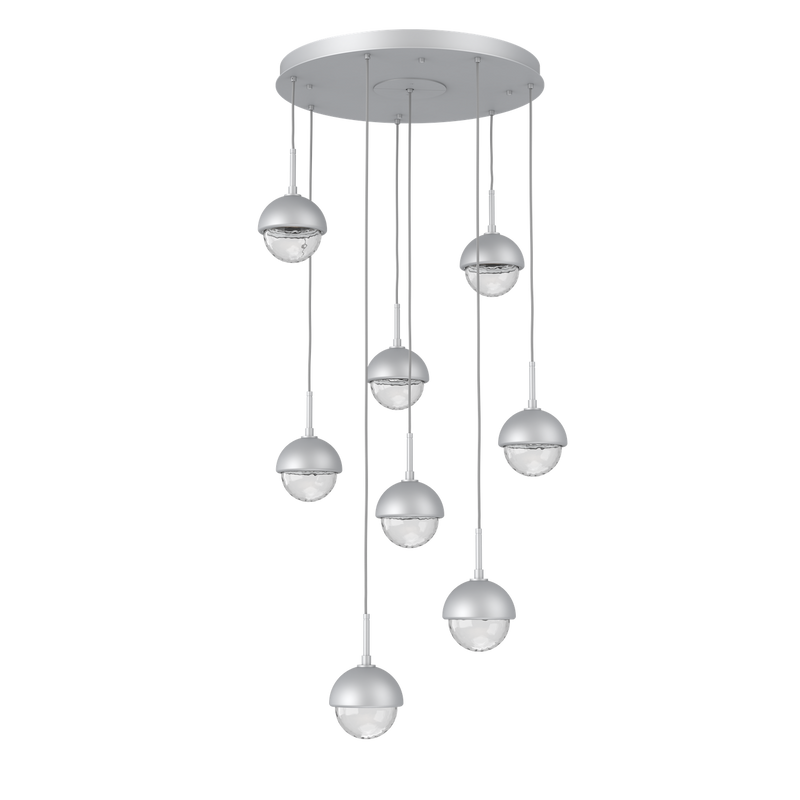 Cabochon Round Pendant Chandelier 8 Lights Classic Silver Matching Finish By Hammerton