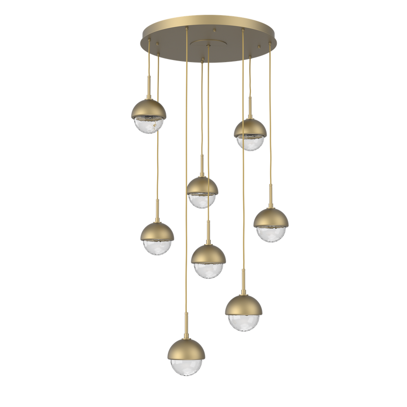 Cabochon Round Pendant Chandelier 8 Lights Gilded Brass Matching Finish By Hammerton