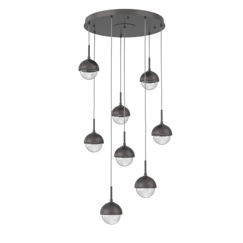 Cabochon Round Pendant Chandelier 8 Lights Graphite Matching Finish By Hammerton