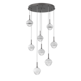Cabochon Round Pendant Chandelier 8 Lights Graphite White Marble By Hammerton