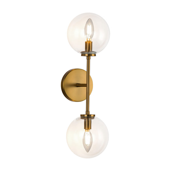 Cassia Vanity Light By Alora, Finish: Aged Gold/Clear Glass,  , | Casa Di Luce Lighting