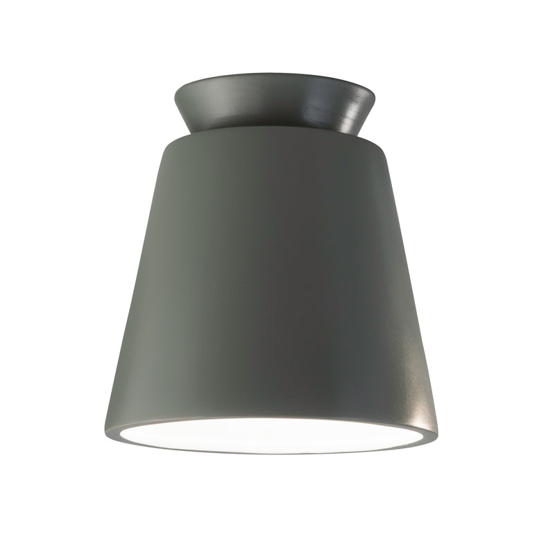 Ceramic Trapezoid Flush Mount Pewter Green By Justice