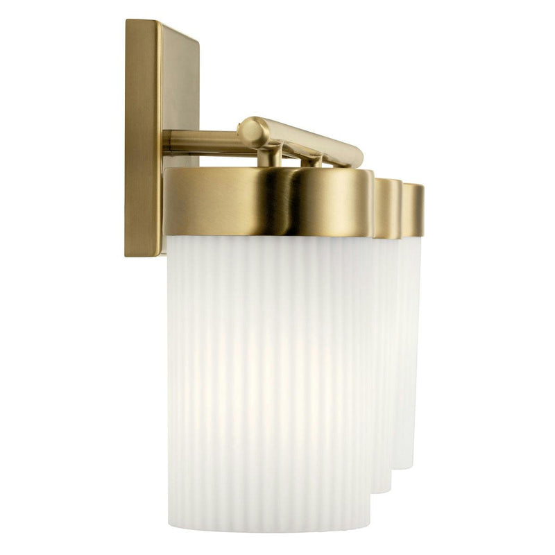 Ciona Wall Sconce 3 Lights Brushed Natural Brass By Kichler Side View