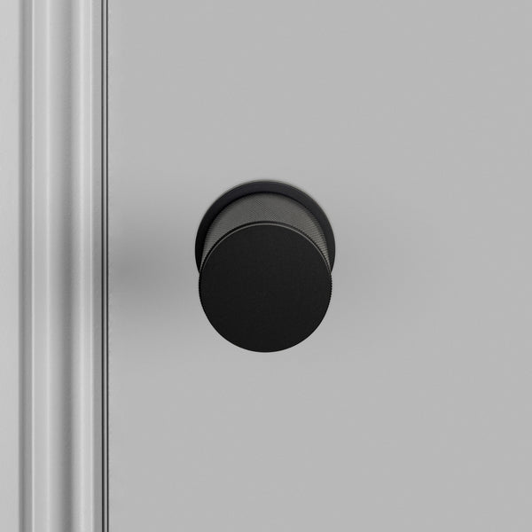 Fixed Door Knob Cross Black Single Sided By Buster And Punch Front View