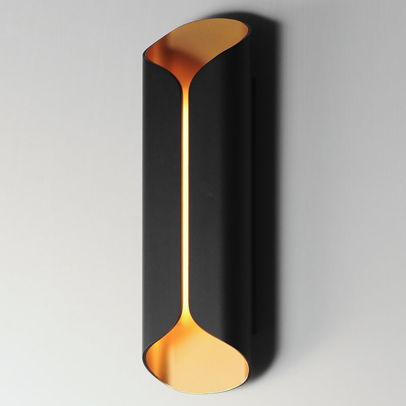 Folio Outdoor Wall Lamp Black And Gold Large By ET2 Side View