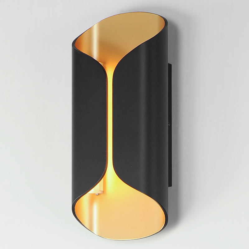 Folio Outdoor Wall Lamp Black And Gold Medium By ET2 Side View
