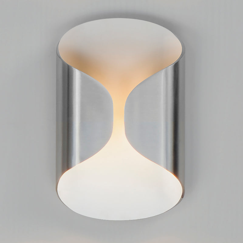 Folio Outdoor Wall Lamp Satin Aluminium And White Small By ET2 With Light