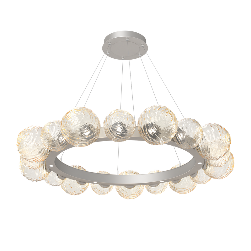 Gaia Radial Ring Chandelier Large Beige Silver Amber By Hammerton