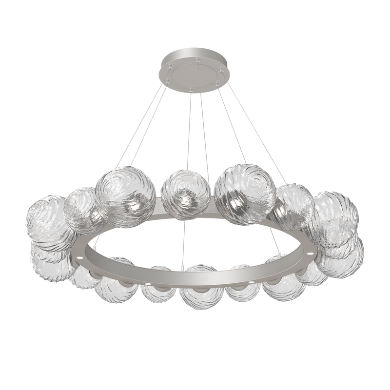 Gaia Radial Ring Chandelier Large Beige Silver Clear By Hammerton