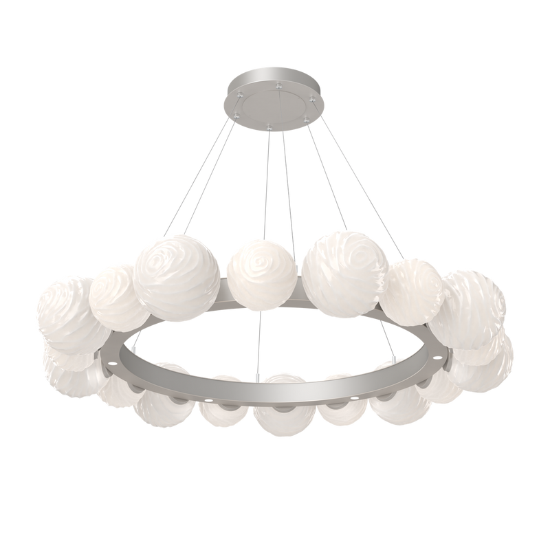 Gaia Radial Ring Chandelier Large Beige Silver Opal White By Hammerton