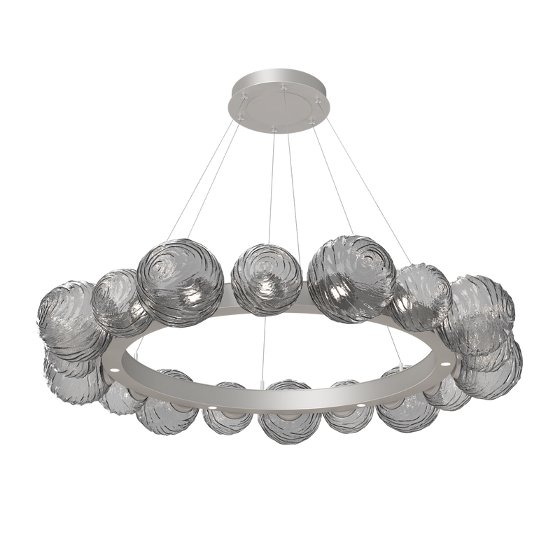 Gaia Radial Ring Chandelier Large Beige Silver Smoke By Hammerton