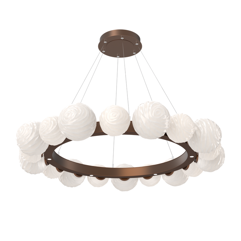 Gaia Radial Ring Chandelier Large Burnished Bronze Opal White By Hammerton