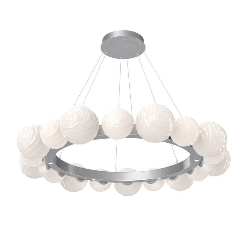 Gaia Radial Ring Chandelier Large Classic Silver Opal White By Hammerton