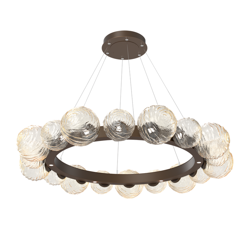 Gaia Radial Ring Chandelier Large Flat Bronze Amber By Hammerton