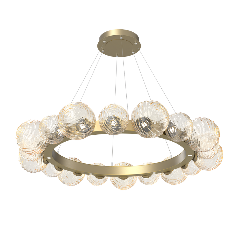 Gaia Radial Ring Chandelier Large Gilded Brass Amber By Hammerton