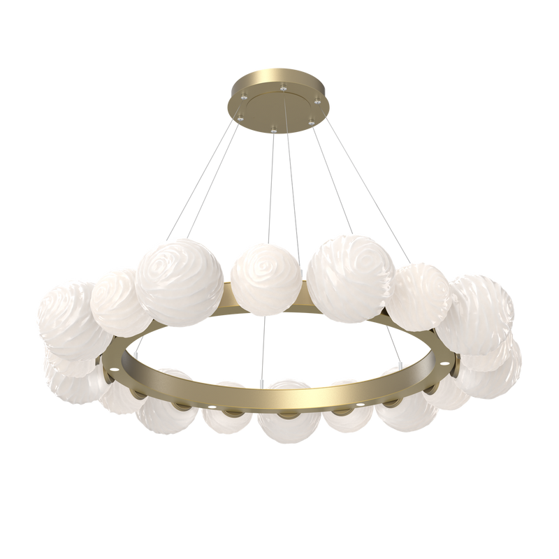 Gaia Radial Ring Chandelier Large Gilded Brass Opal White By Hammerton