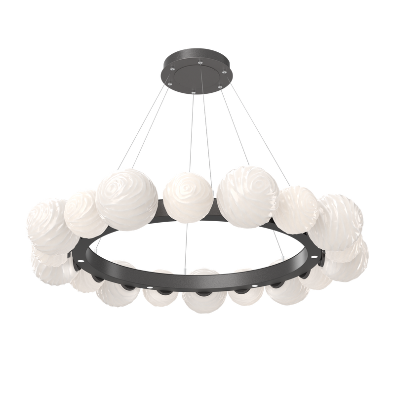Gaia Radial Ring Chandelier Large Graphite Opal White By Hammerton