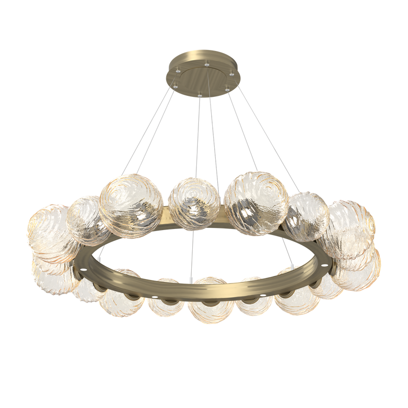 Gaia Radial Ring Chandelier Large Heritage Brass Amber By Hammerton