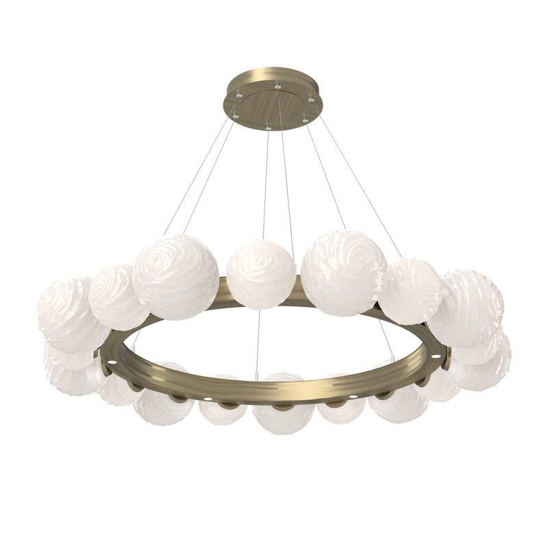 Gaia Radial Ring Chandelier Large Heritage Brass Opal White By Hammerton