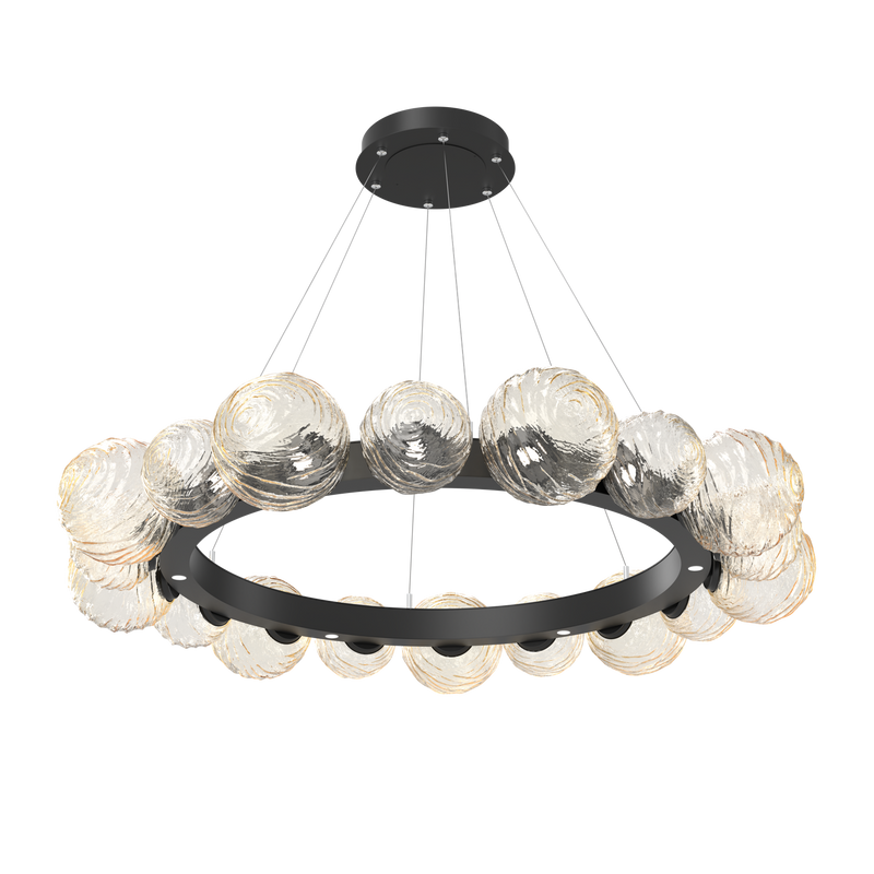 Gaia Radial Ring Chandelier Large Matte Black Amber By Hammerton