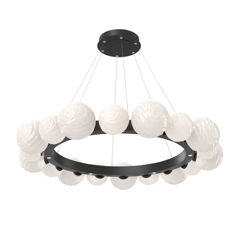 Gaia Radial Ring Chandelier Large Matte Black Opal White By Hammerton
