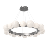 Gaia Radial Ring Chandelier Large Satin Nickel Opal White By Hammerton
